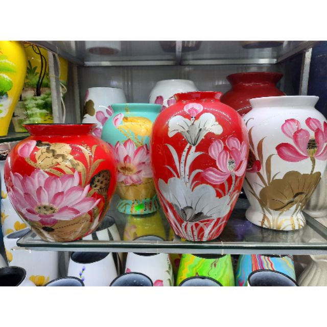 Bình sứ cắm hoa vẽ sen súng