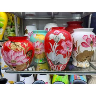 Bình sứ cắm hoa vẽ sen súng