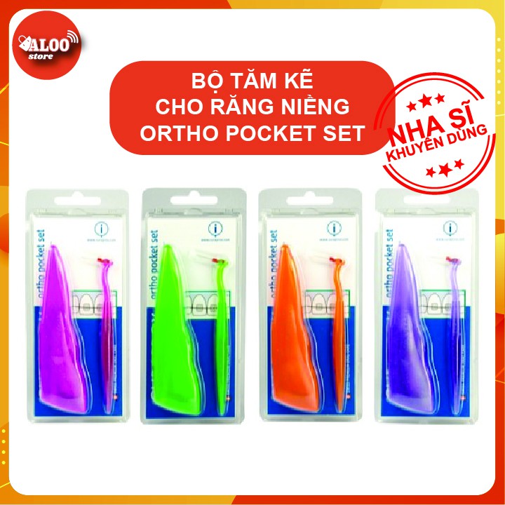 Bộ tăm kẽ đủ size tay cầm vuông và sáp nha khoa CPS ortho Pocket Set