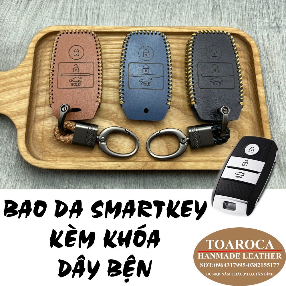 Bao Da Chìa Khóa Smartkey Ô Tô Kia Morning 2021,Kia Seltos,Soluto,K3, Cerato 14-18, Sorento(loại 3 nút) Da Bò,Hanmade