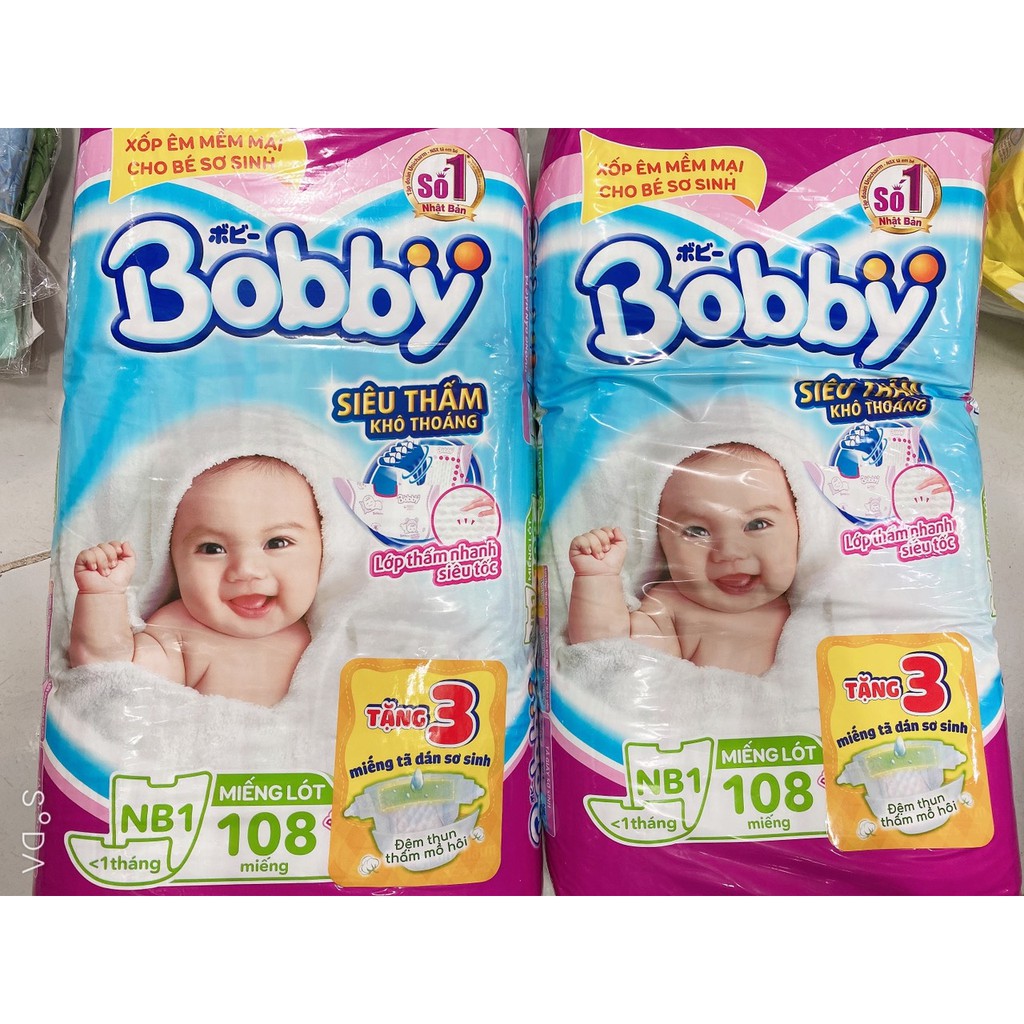 COMBO 2 BỊCH TẢ LÓT NEWBORN1 BOBBY 108 MIẾNG, TÃ LÓT CHO BÉ SƠ310 SINH