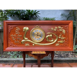 Tranh đồng hồ gỗ hương 48 x 108cm