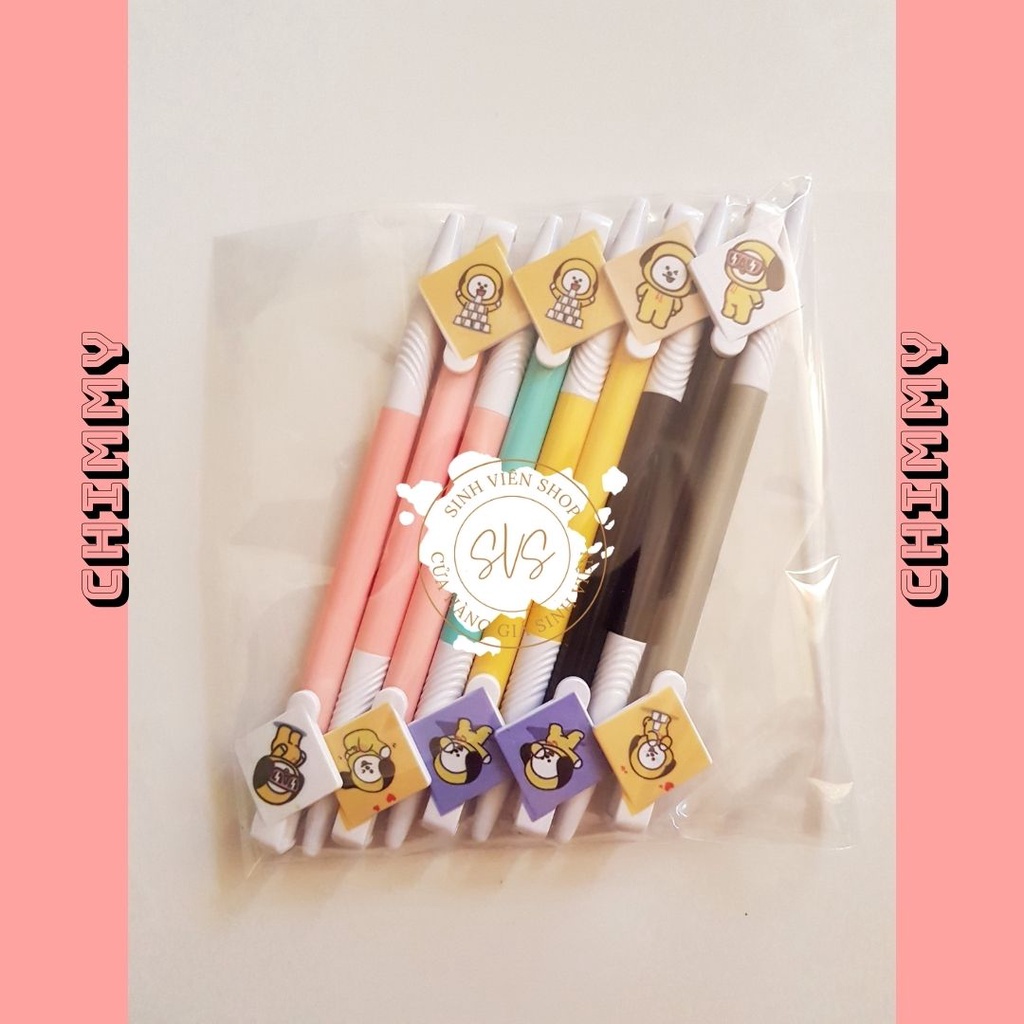 Bút bi bấm BT21 mực xanh