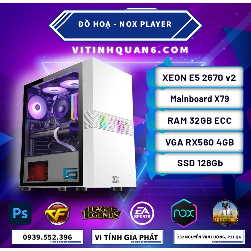 Bộ máy vi tính E5 2670 v2/ RX560 Cân mọi thể loại game từ giả lập đến game online