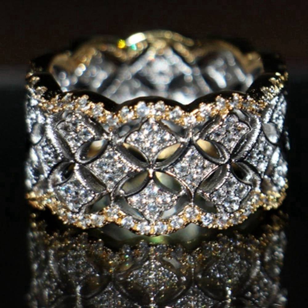 Nhẫn hình ngôi sao chéo đính kim cương quà tặng trang sức thời trang cho nam nữ