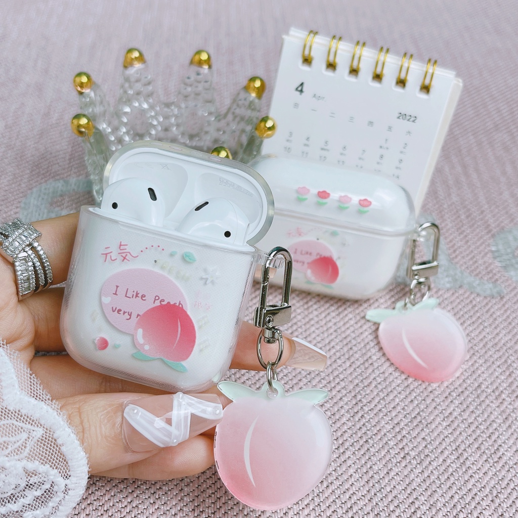 Vỏ Bảo Vệ Hộp Sạc Tai Nghe AirPods3 AirPods3 Pro 2Gen Màu Trong Suốt Họa Tiết Trái Dâu Dễ Thương Ốp