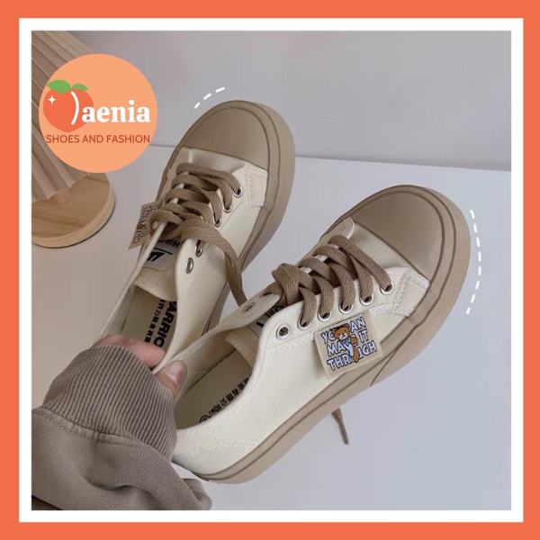 Giày thể thao nữ đi học sneaker giá rẻ độn đế trắng JAENIA G008