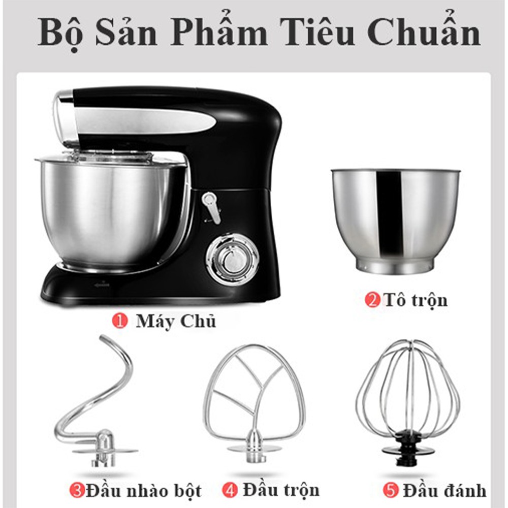 Máy nhào trộn bột, làm bánh kem, sadlad 6.5 lít 1300W 6 chế độ