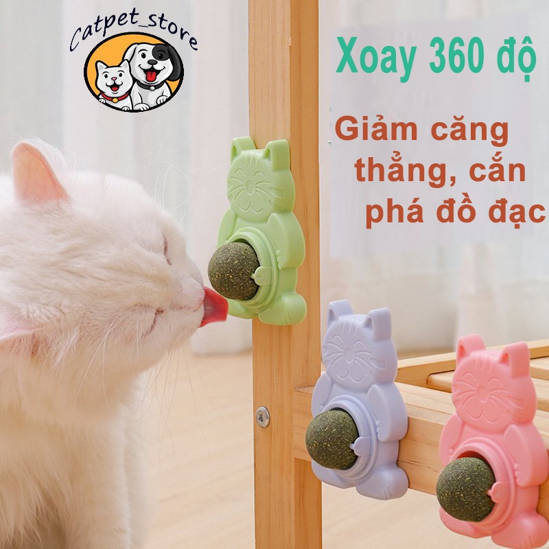 Cỏ bạc hà gắn tường cho mèo, Catnip cỏ bạc hà gắn tường, xoay 360 độ, giúp mèo giảm stress, thơm miệng, hạn chế cắn phá.