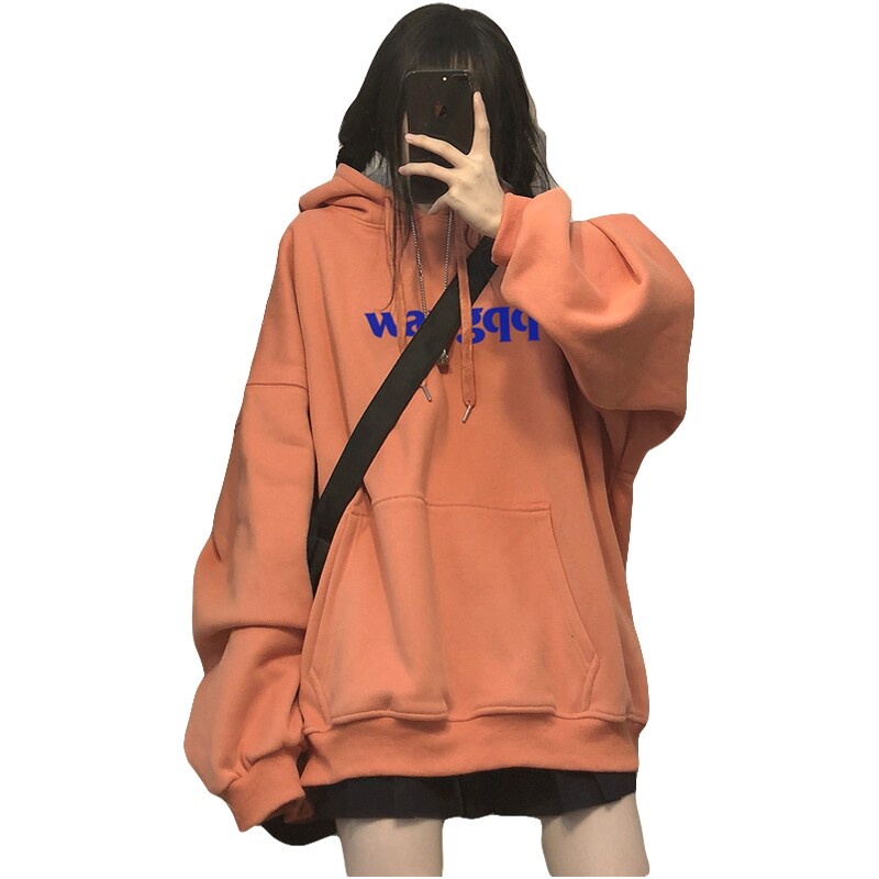 Áo Hoodie Tay Dài Dáng Rộng In Chữ Phong Cách Hàn Quốc Thời Trang Thu Đông Mới Cho Nam Và Nữ