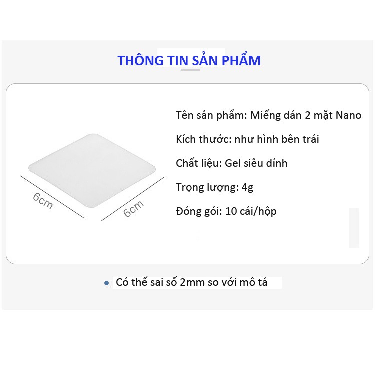 Miếng dán tường 2 mặt Nano siêu dính đa năng, tiện lợi