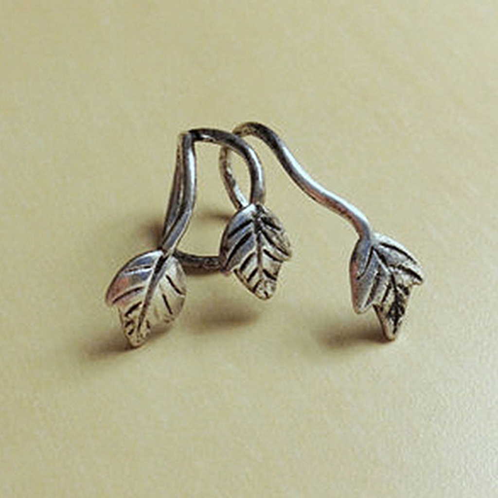 Khuyên vành tai tạo hình chiếc lá đơn giản phong cách vintage thời trang cho nữ