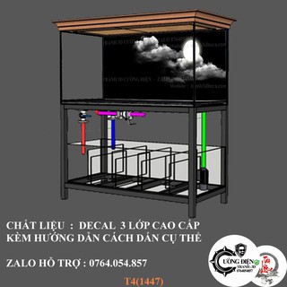 Tranh dán hồ cá 3d , hồ cá rồng , la hán , cá dĩa …