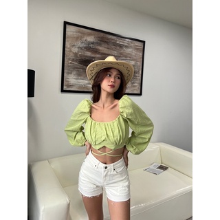 Áo croptop tay phồng cột thắt eo REVERCLOTHINGS Tila Top
