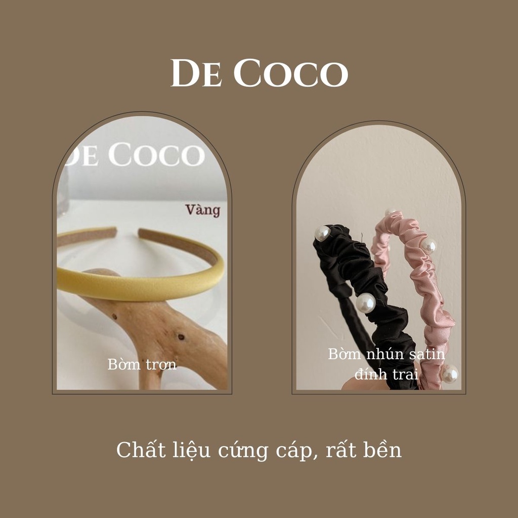 Bờm cài tóc trơn satin bản nhỏ decoco.accessories