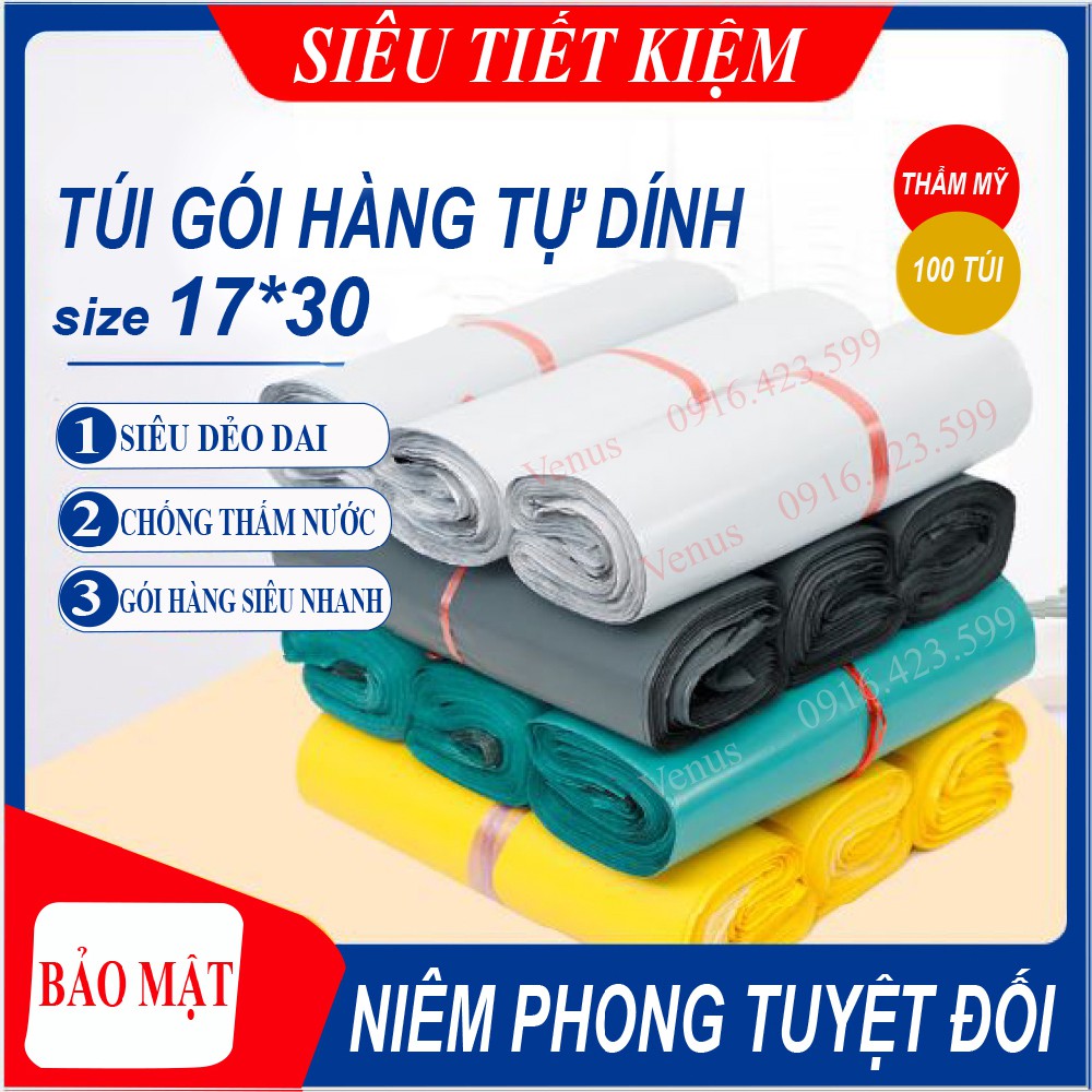 10 Túi đóng hàng niêm phong 💥 [BẢO MẬT] Túi ship hàng chuyên dụng size 17*30