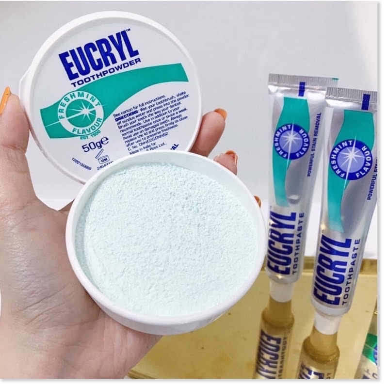 Bột Trắng Răng EUCRYL Toothpowder tẩy trắng răng thơm miệng chính hãng (50g