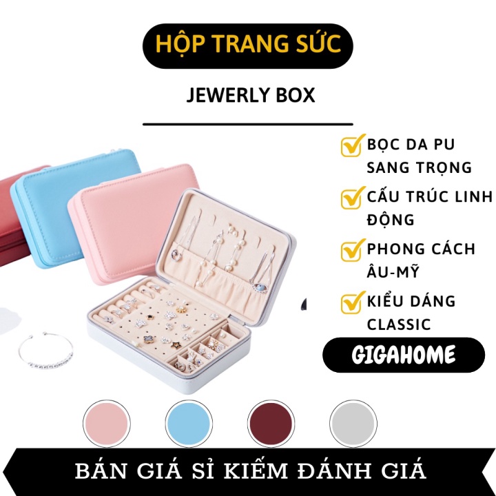 Hộp đựng Trang sức   GIÁ VỐN]   Hộp đựng nhẫn, dây chuyền, trang sức - Chất liệu Da pu chống thấm 17x12x5cm 9505