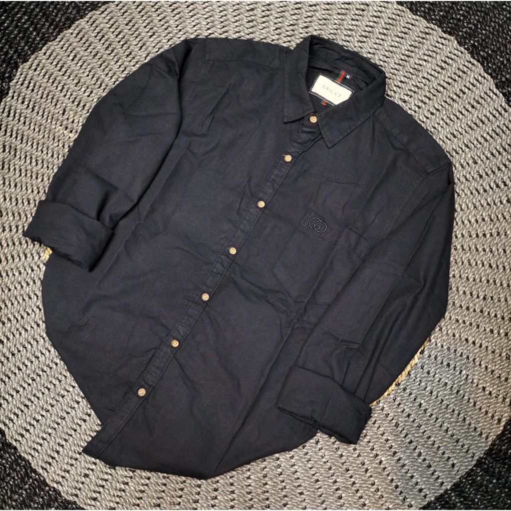Áo Sơ Mi Unisex Tay Dài - Chất Liệu COTTON Nhập Khẩu GUCCI Trơn Cao Cấp Giản Dị Mới Nhất