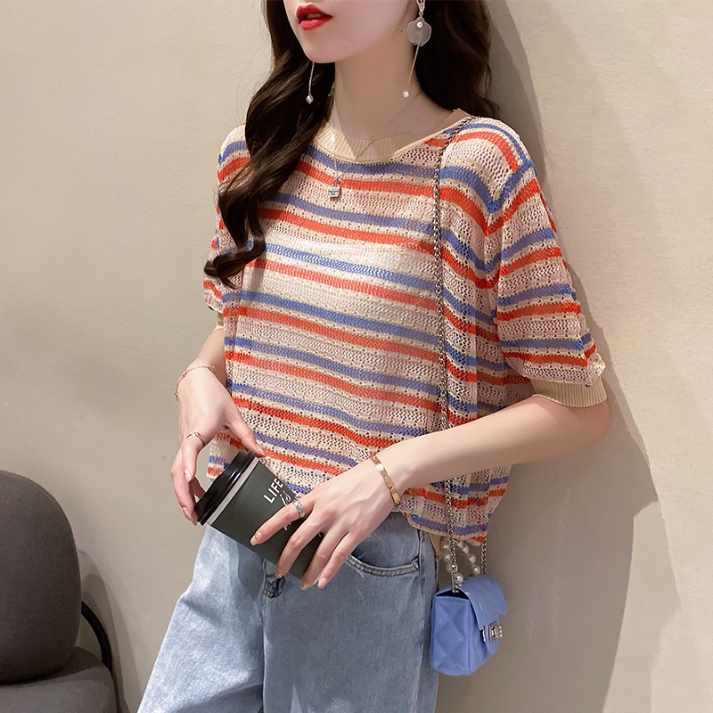 NRVP Áo Cardigan Dệt Kim Tay Ngắn Dáng Rộng Phong Cách Hàn Quốc