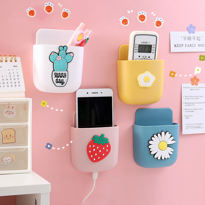 Giá đỡ đựng điều khiển từ xa/điện thoại gắn tường họa tiết hoạt hình dễ thương tiện dụng