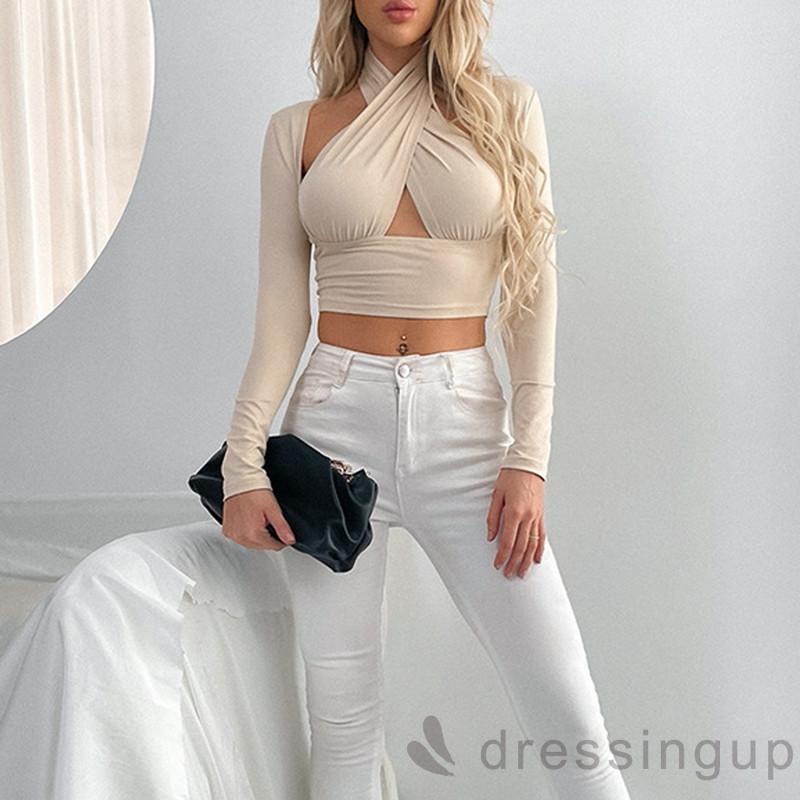 Áo thun tay dài màu sắc đơn giản dành cho nữ