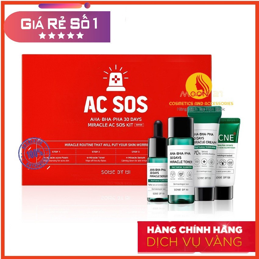 Bộ dưỡng da ngừa mụn Some By Mi 30 Days Miracle Travel Kit 4 món mini Auth Hàn Quốc