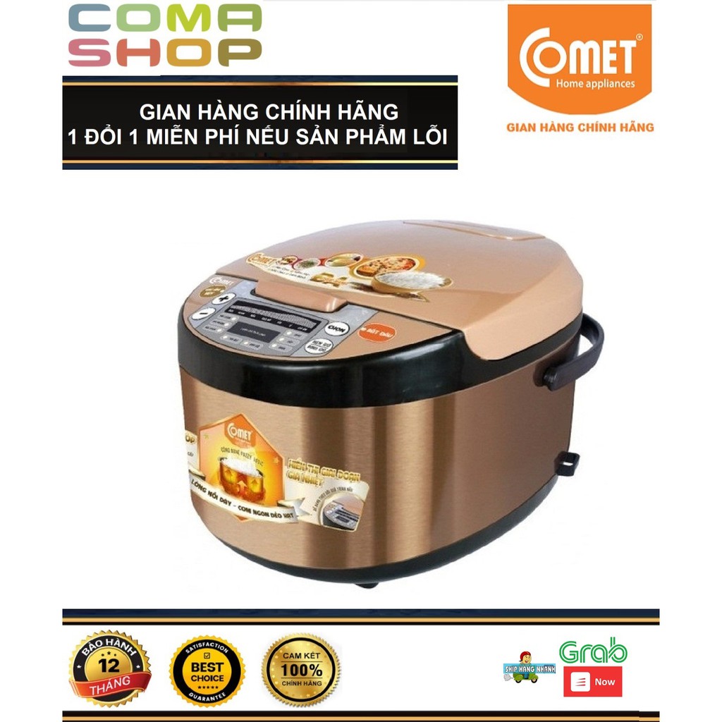 CM8086N8 - NỒI CƠM ĐIỆN TỬ NẮP GÀI 3D COMET 1.8L (5-6 NGƯỜI ĂN) BẢO HÀNH CHÍNH HÃNG 12 THÁNG