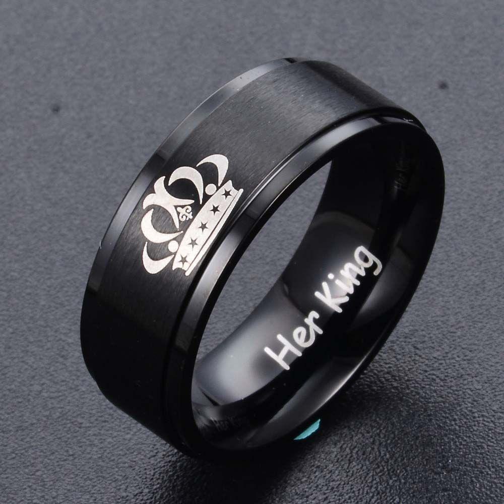 Nhẫn Cặp Khắc Chữ His Queen / Her Queen Màu Bạc Phong Cách Hàn Quốc Thời Trang Cho Cặp Đôi
