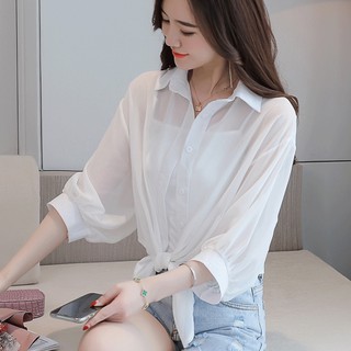 Áo khoác ngoài sơ mi voan lụa mỏng - Mã 019