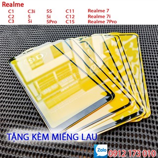 Kính cường lực Realme [CÁC ĐỜI] full màn hình 9D / Kính cường lực Realme: C1, C2, C3, C3i, C11, C12, C15, 7i, 7Pro