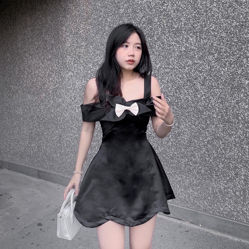 {Sẵn M L } Đầm Anjing Dress cột cổ bẹt vai đính nơ 🏁 | BigBuy360 - bigbuy360.vn