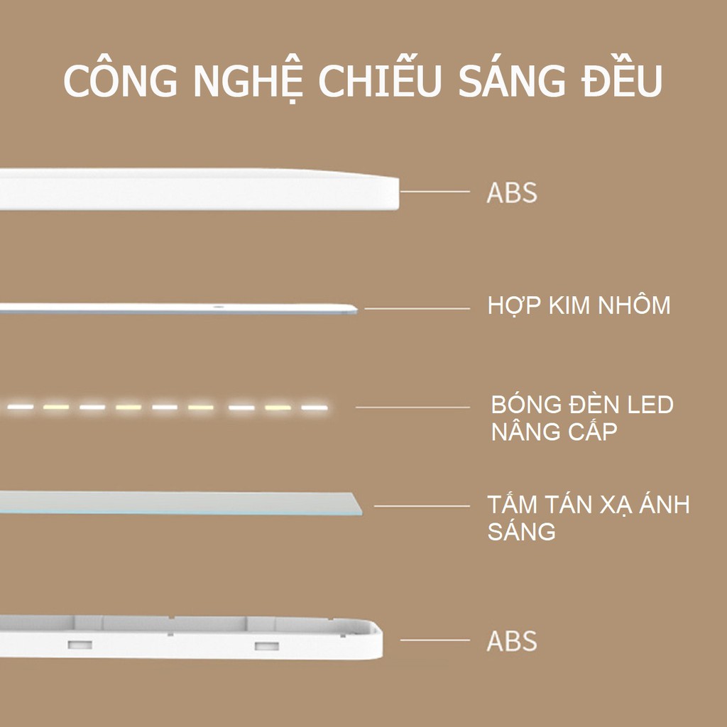 Đèn học để bàn, đèn đọc sách LED tích điện di động, gập 2 chỗ - 3 chế độ ánh sáng vàng bảo vệ mắt, chống cận Pin 2500mAh