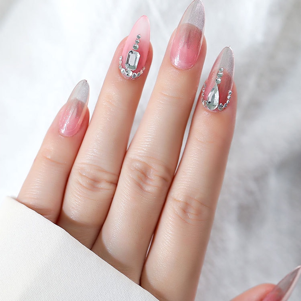 [Hàng mới về] Hộp hạt đá đính trang trí móng nghệ thuật DIY 3D AB đáy phẳng lấp lánh kích thước hỗn hợp nhiều màu sắc