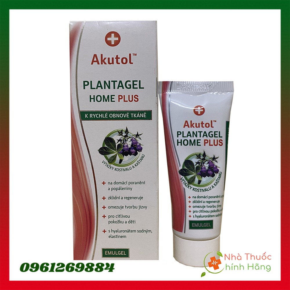 Akutol Plantagel Home Plus - Dạng Gel 20g - Hỗ Trợ Phục Hồi Vết Bỏng Và Các Tổn Thương Trên Da