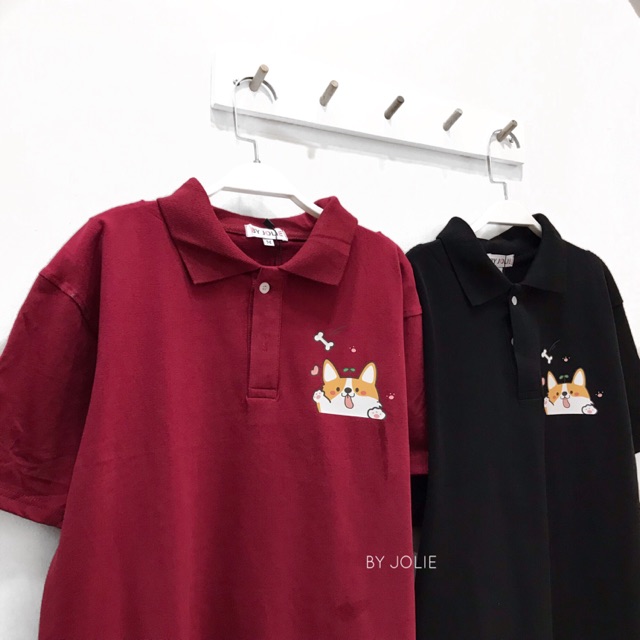 Áo polo unisex Byjolie "CUTIE CORGI" chất cotton thoáng mát | BigBuy360 - bigbuy360.vn