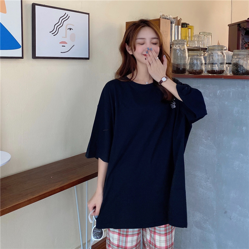 SUXI Áo Thun Nữ Ngắn Tay Cổ Tròn Thời Trang