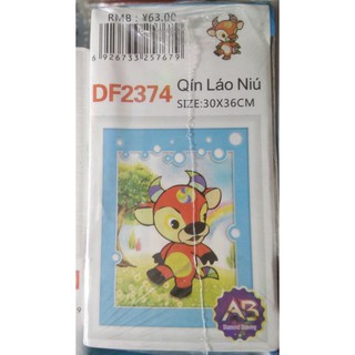 Tranh đính đá 12 con giáp Sửu. Kích thước: 30x36cm
