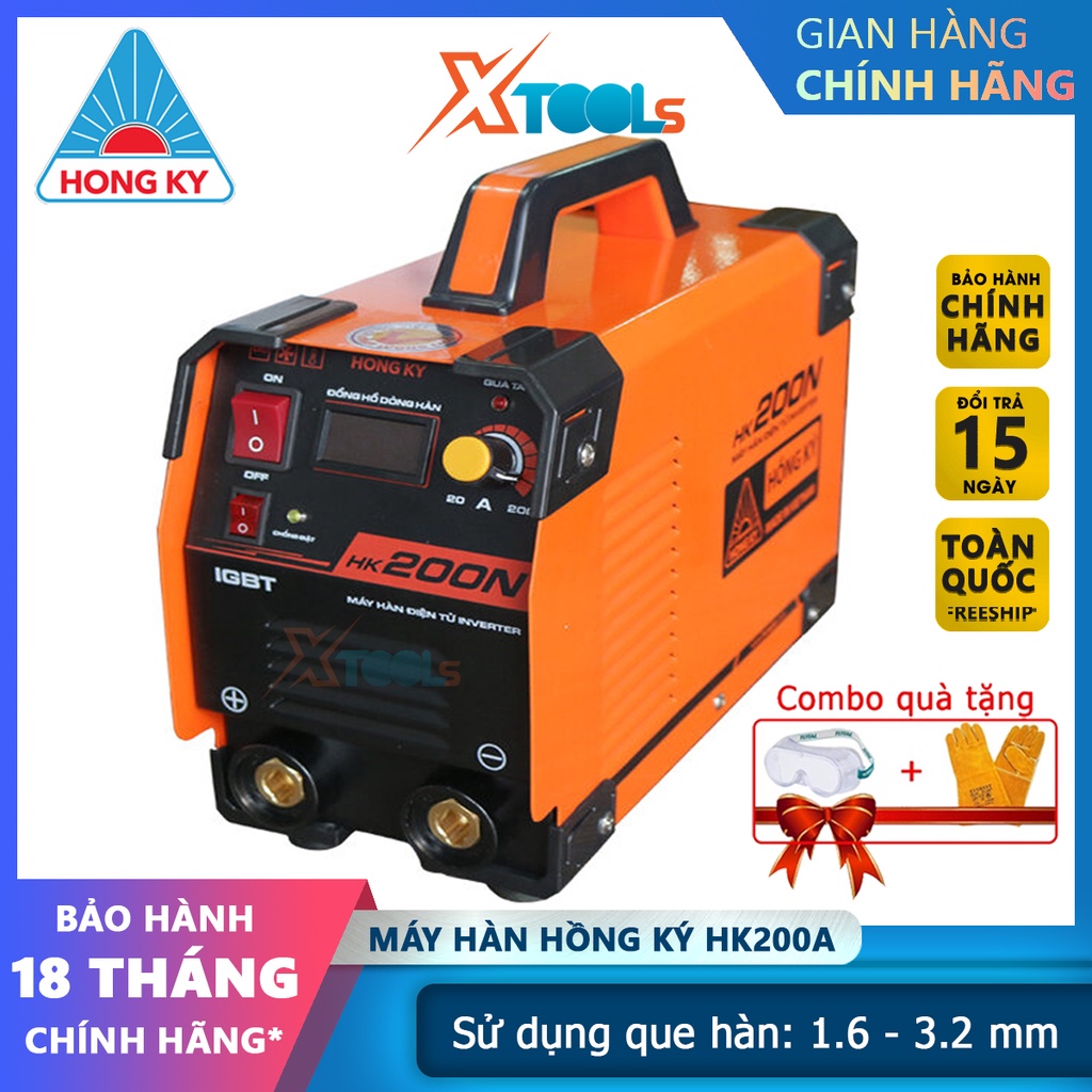 Máy hàn điện tử inverter Hồng Ký HK200N - bảo hành 18 tháng 200 ampe/linh kiện Nhật Bản/chế độ chống giật, chống quá tải
