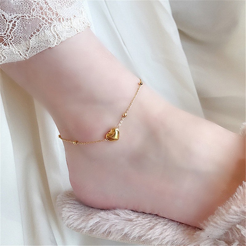 Dây Chuyền Thép Titan Mạ Vàng Hồng 18K Mặt Hình Trái Tim Thời Trang Hàn Quốc