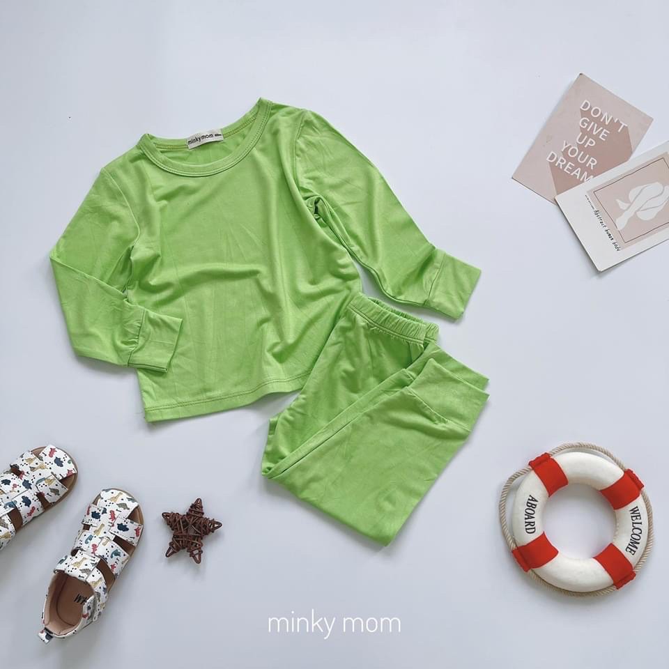 [SALE] Bộ Dài Tay Cho Bé Trai, Bé Gái Minky Mom Vải Thun Lạnh Basic Mềm Mịn, Đồ Bộ Cho Bé Mặc Nhà Thu Đông MKMTD2101