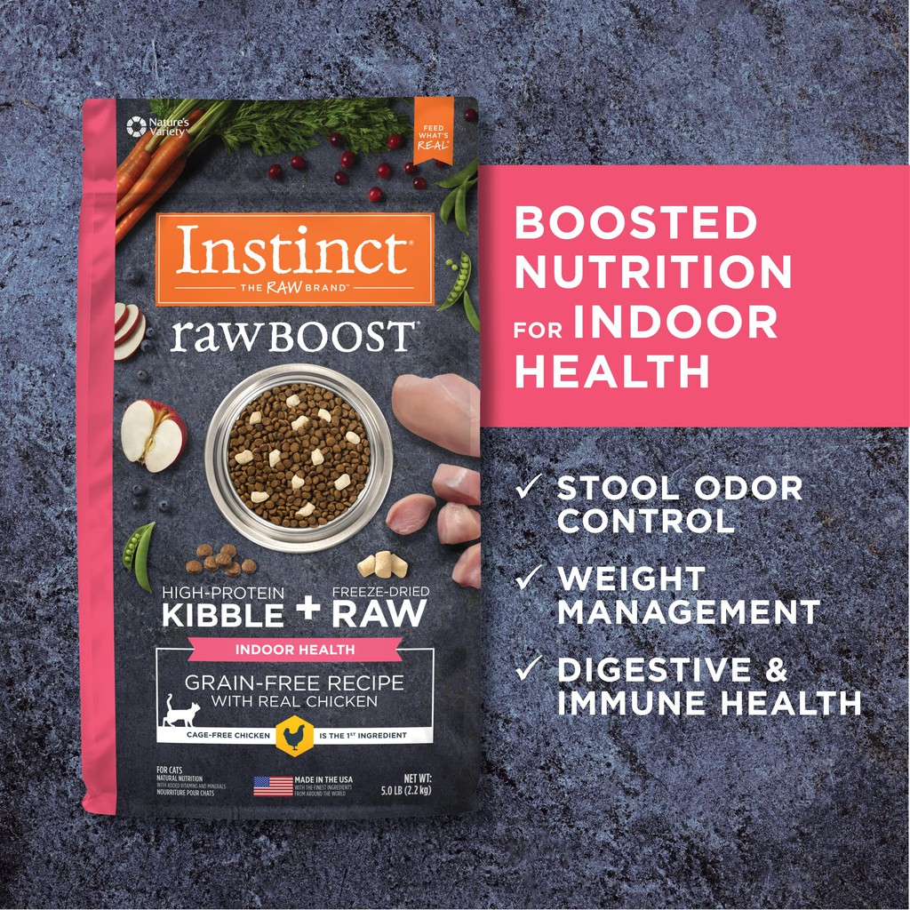 [Nhập khẩu từ Mỹ] (Túi 2,27kg) Thức ăn cho mèo trong nhà làm từ thịt gà tươi Instinct Raw Boost for Indoor Health