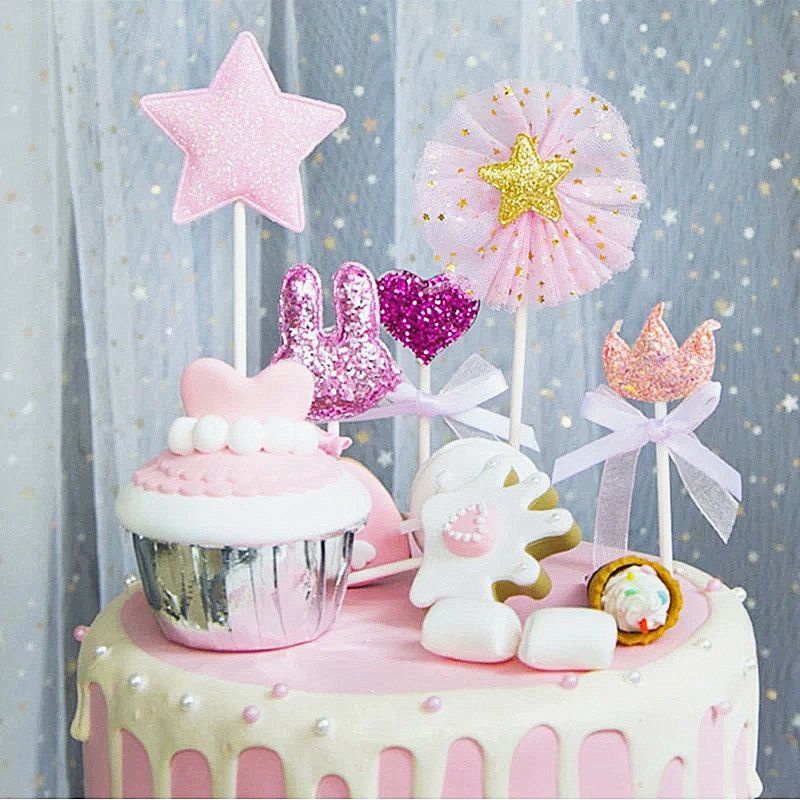 Set topper tai thỏ nhũ đáng yêu trang trí bánh kem, bánh sinh nhật, bánh gato  - Nhotimshop