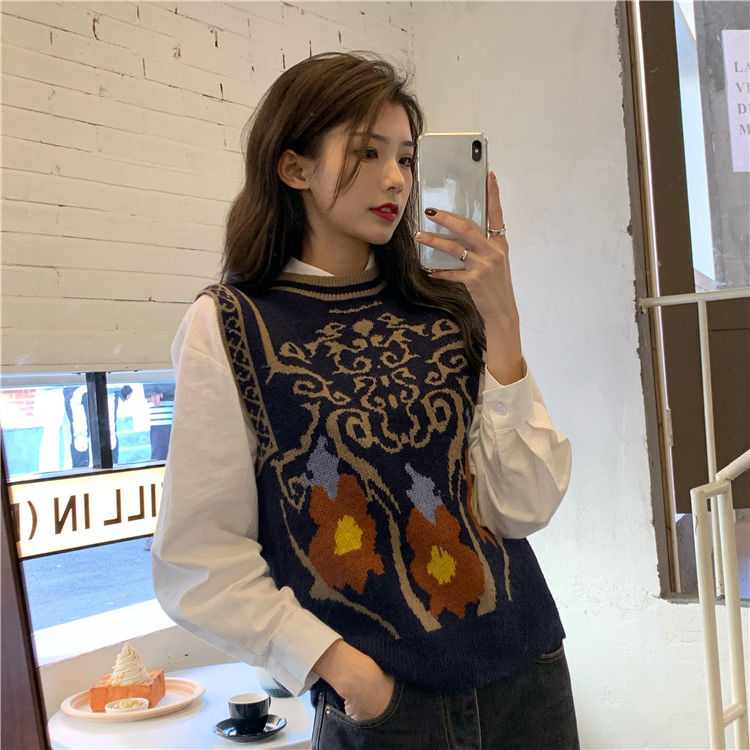 Áo Sweater Không Tay Dáng Rộng Phong Cách Cổ Điển Hợp Thời Trang Dành Cho Nữ