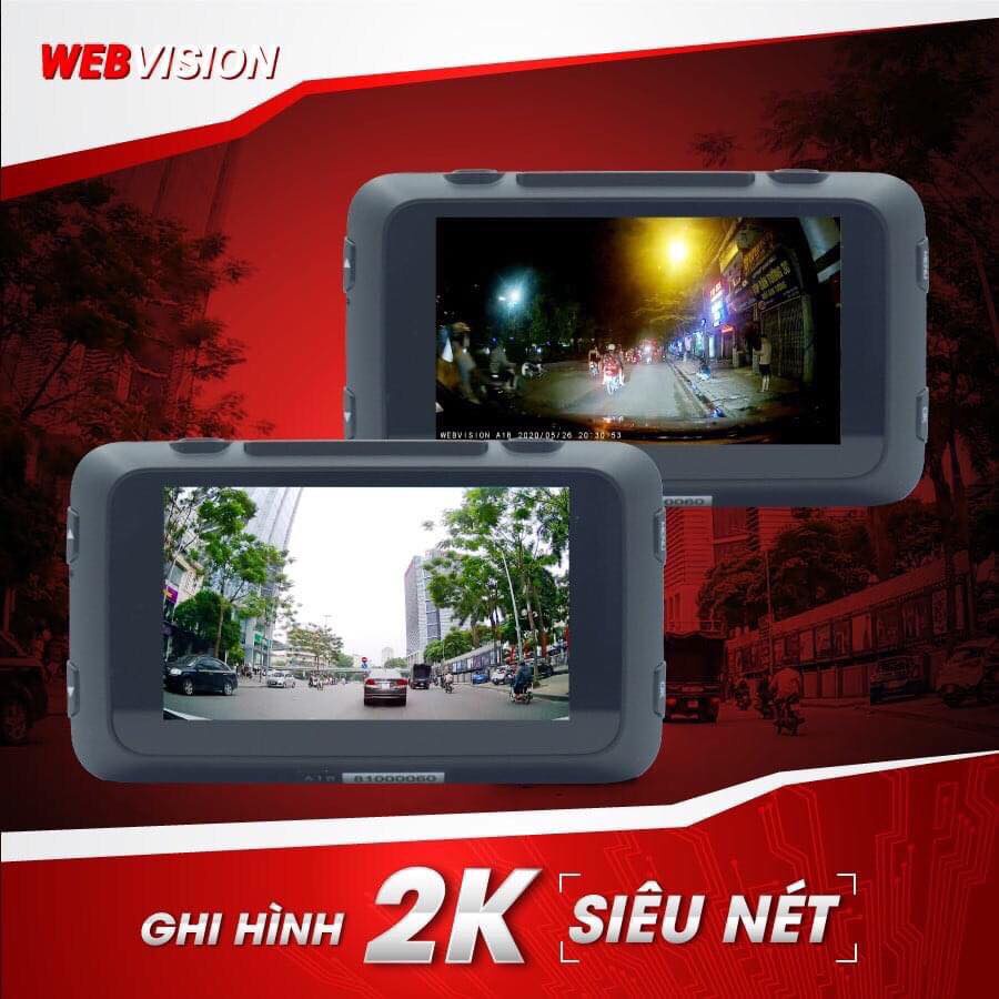 Camera Hành Trình Webvision A18 - Video 2K - AI Quét Biển Tốc Độ - Cảnh Báo Giao Thông - Wifi - GPS