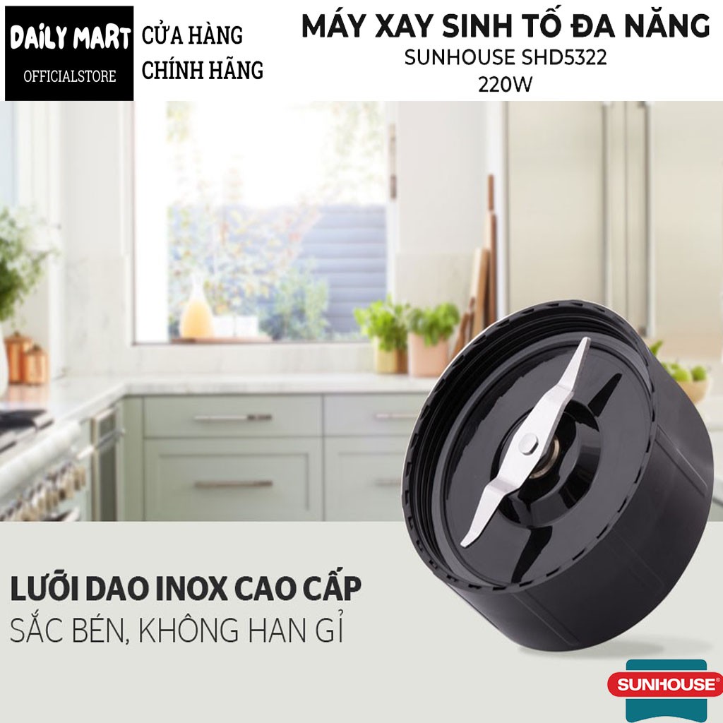 Máy Xay Sinh Tố 3 Cối Nhựa Sunhouse SHD5322B 220W - Máy Sinh Tố Đa Năng Thiết Kế Thông Minh