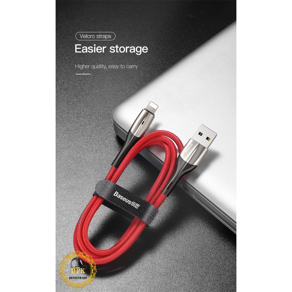 Cáp sạc và truyền dữ liệu tốc độ cao Baseus Horizontal Data Lightning cho iPhone/ iPad ( 2.4A, Indicator Lamp, Fast Char