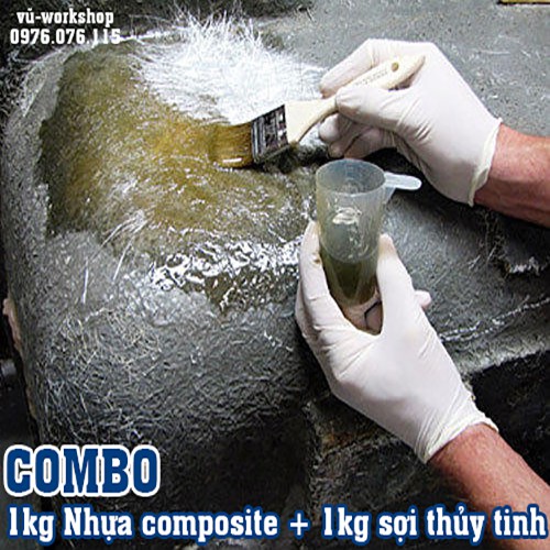 Combo Keo Polyester Resin (Nhựa Composite) Và Sợi Thủy Tinh Dùng Đúc Tượng, Làm Khuôn Mẫu, Dàn Nhựa, Độ Yên Xe, Cano.