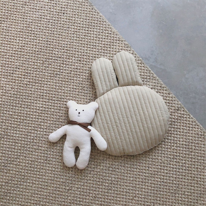Gối phẳng chất liệu cotton tinh khiết hình thỏ/gấu thoáng khí dễ thương cho trẻ sơ sinh