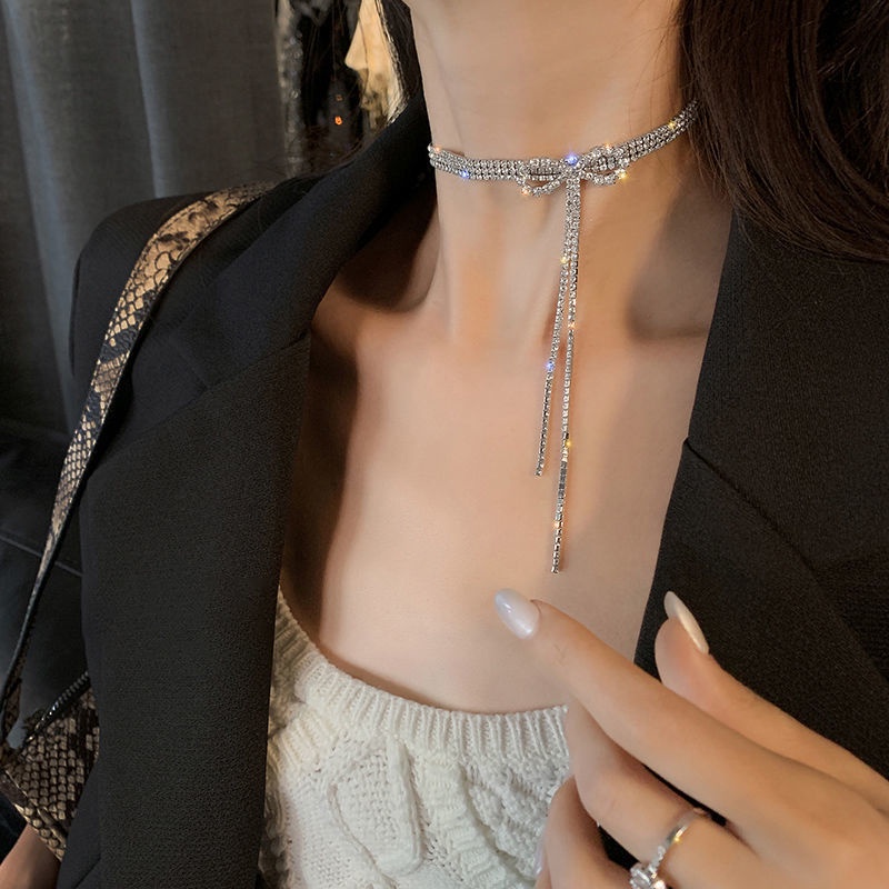 Vòng cổ choker nữ đính đá lấp lánh kim cương nhân tạo dây vòng đeo cổ cá tính - 0II2
